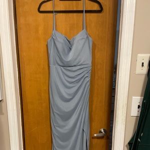 Azazie Kalea dusty blue Bridesmaid dress